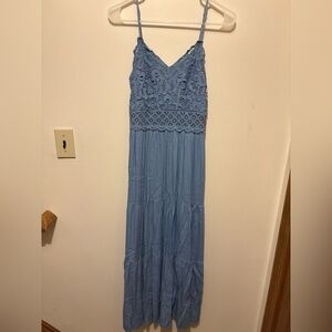 Boho Revival Blue Lace Flowy Midi Dress Size Small | Coquette | Fairycore